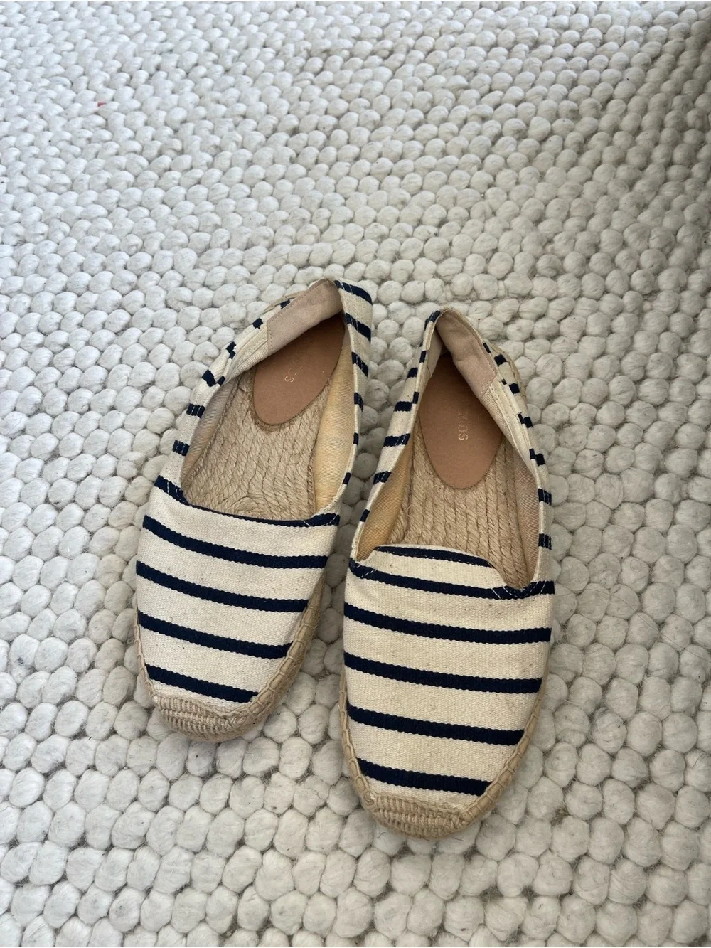 SOLUDOS Striped Canvas Espadrilles - Navy and Cream